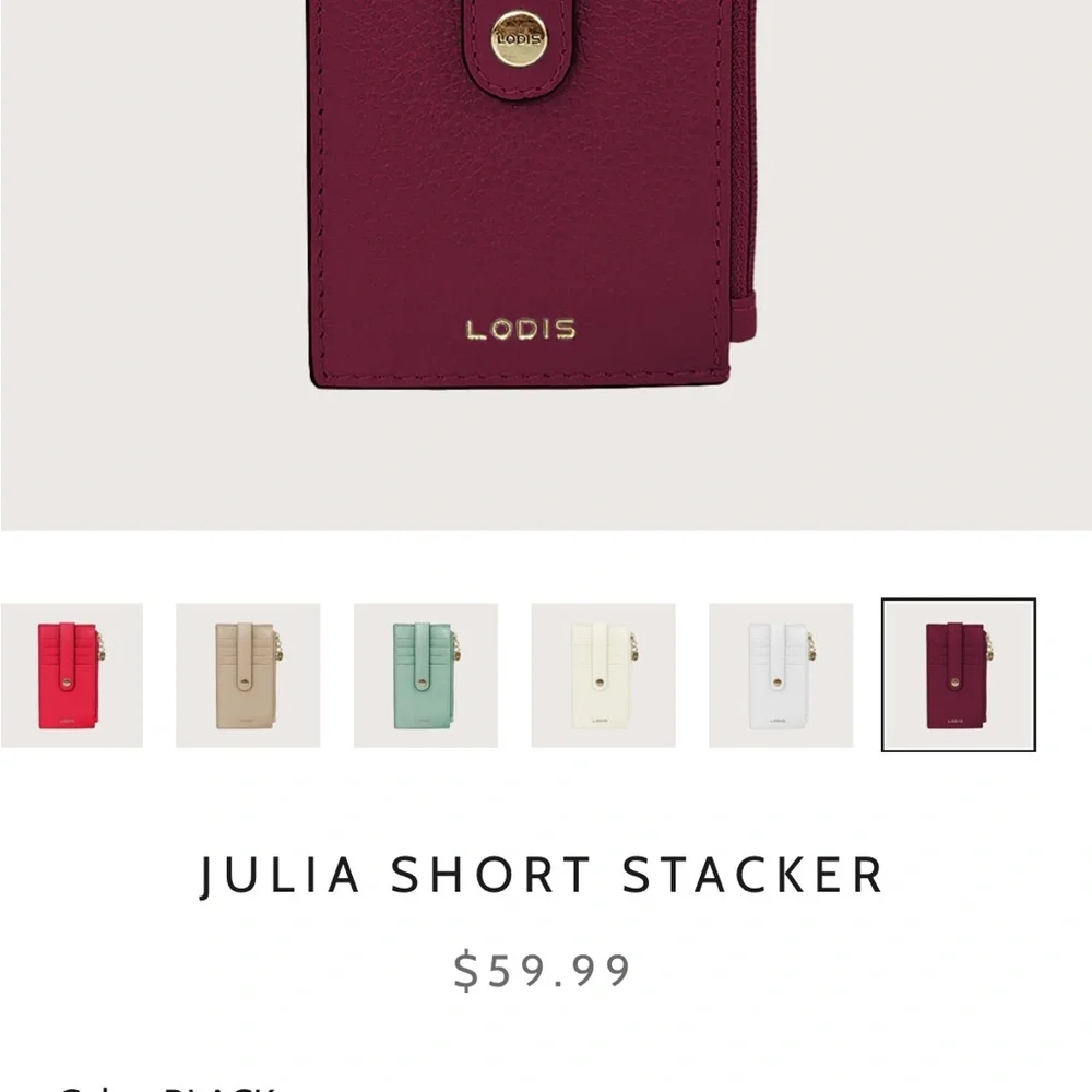 Lodis Burgundy Leather Card Holder Wallet Slim RFID Snap Closure - Picture 6 of 6